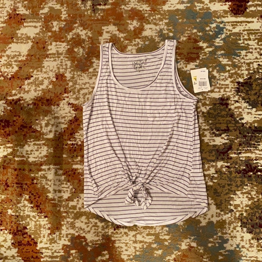 Pretty Rebellious white and gray striped tank